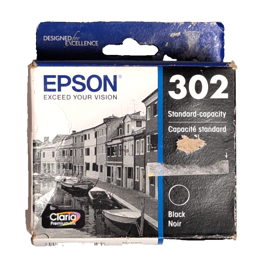 EPSON 302 Black Premium Ink Standard Capacity (T302020-S) 10/2024 Sealed NEW