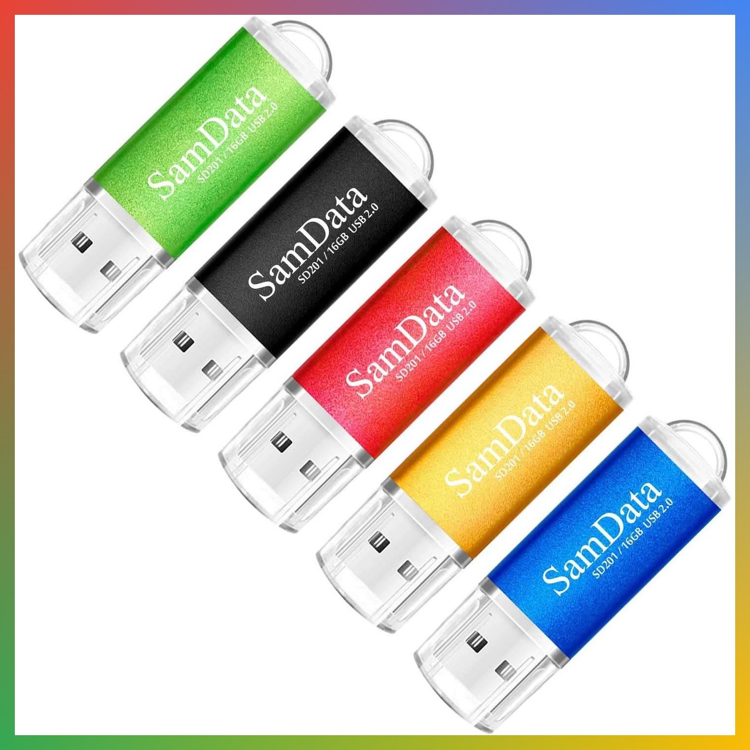 USB Flash Drive 16GB Thumb Memory Stick 5 Pack Multicoloured Plug Play