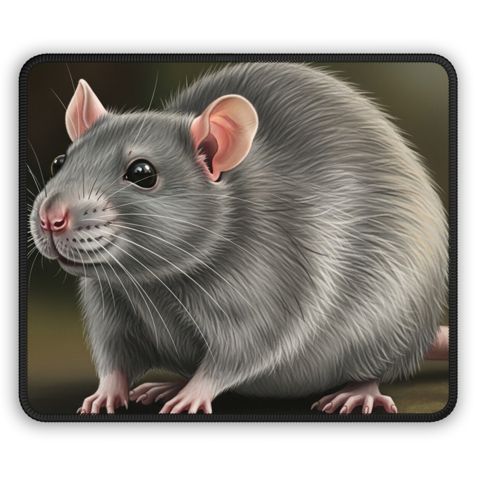 Cute Grey Rat Gaming Mouse Pad