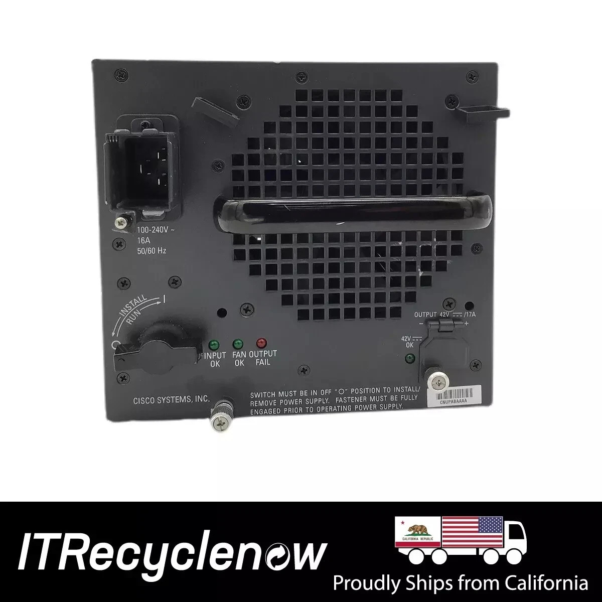 Cisco WS-CAC-3000W 3000W AC Power Supply for Catalyst 6500 Series Switch