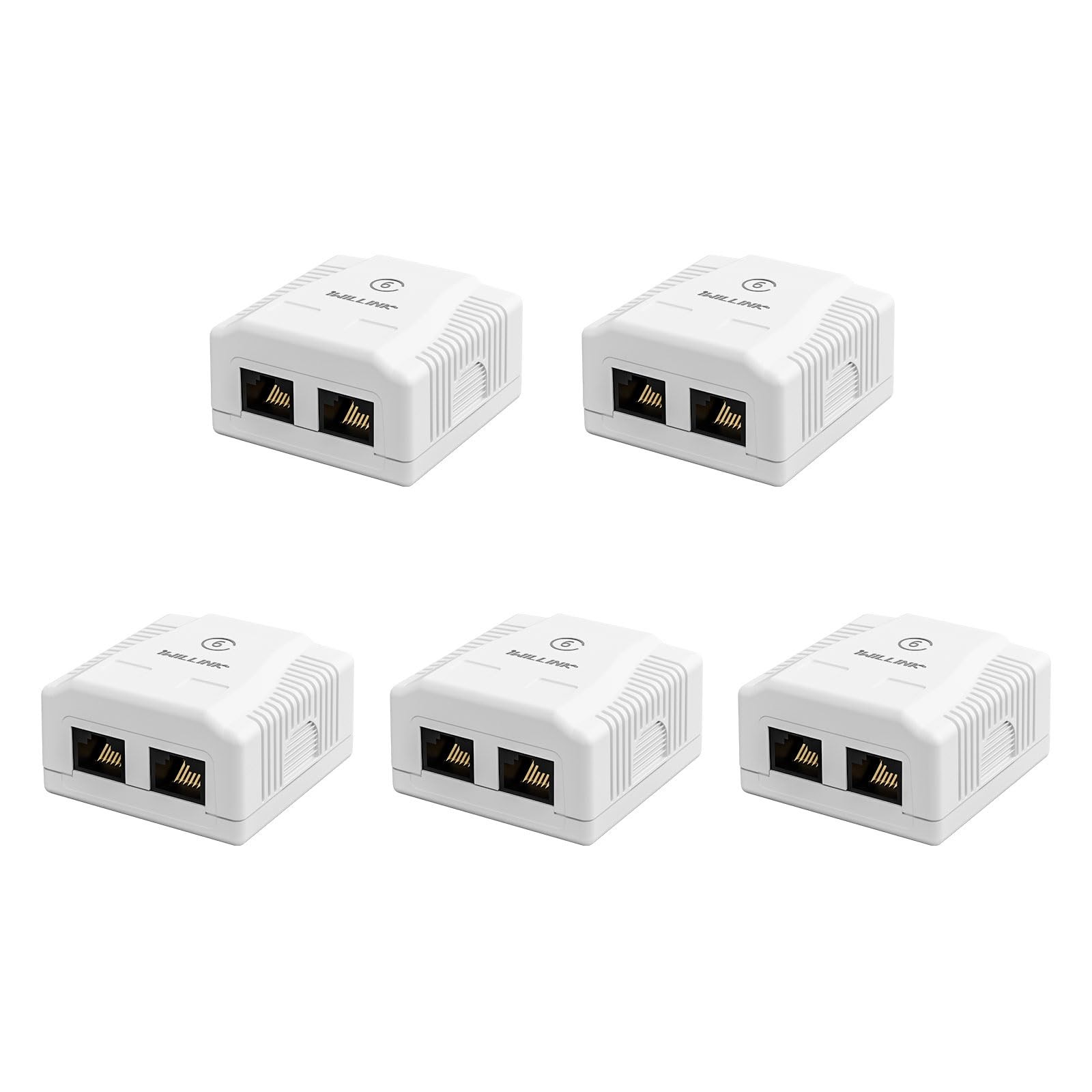 iwillink Cat6 Ethernet Surface Mount Box, 2-Port RJ45 Keystone Jack Surface Moun
