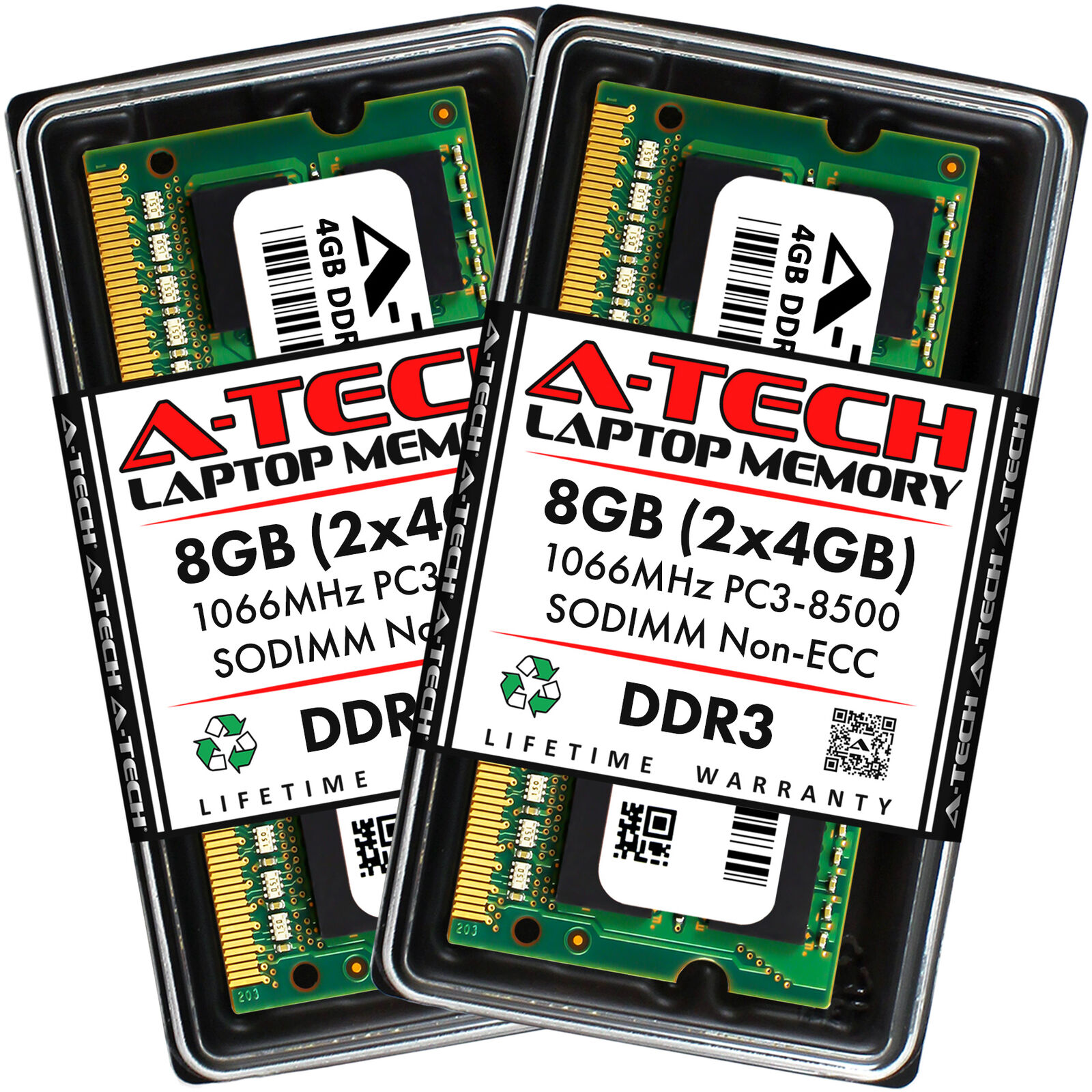 8GB KIT 2 x 4GB SODIMM DDR3 NON-ECC PC3-8500 1066MHz 1066 MHz DDR-3 Ram Memory