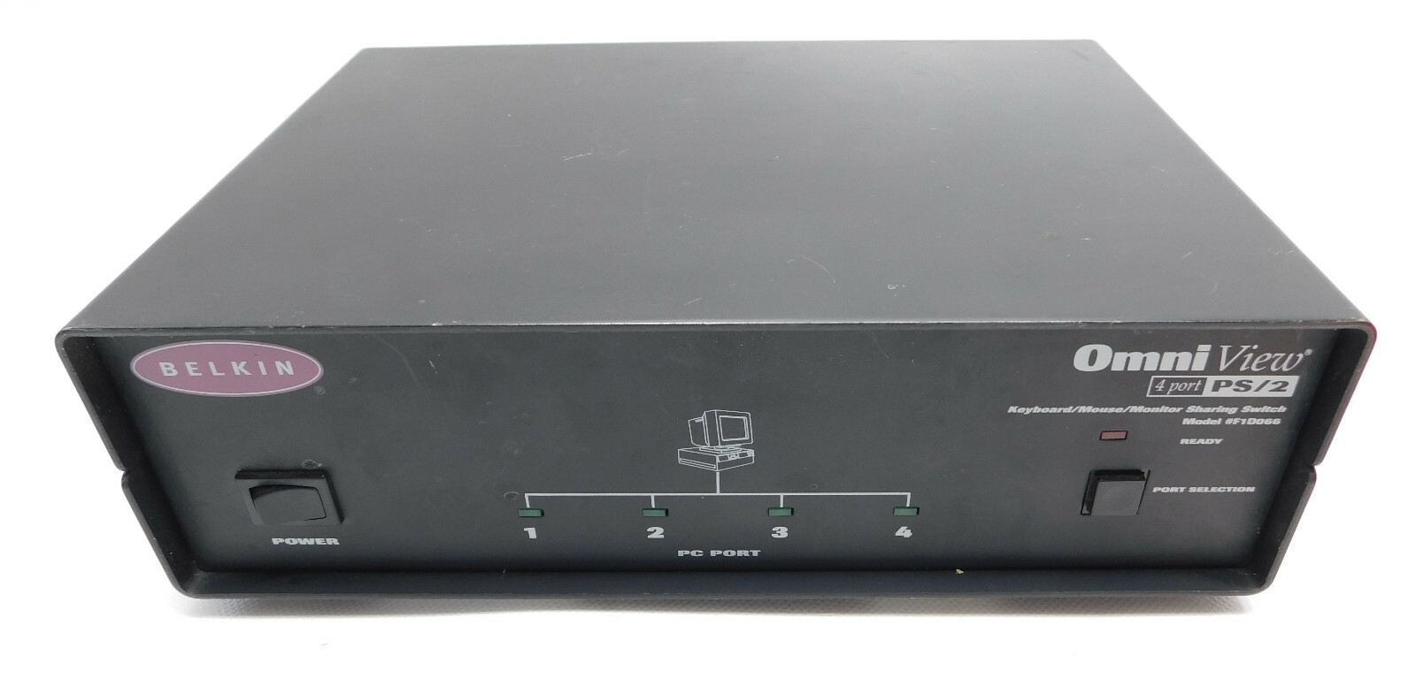 Belkin Omni View 4 Port PS/2 Keyboard Mouse Monitor Sharing Switch F1D066