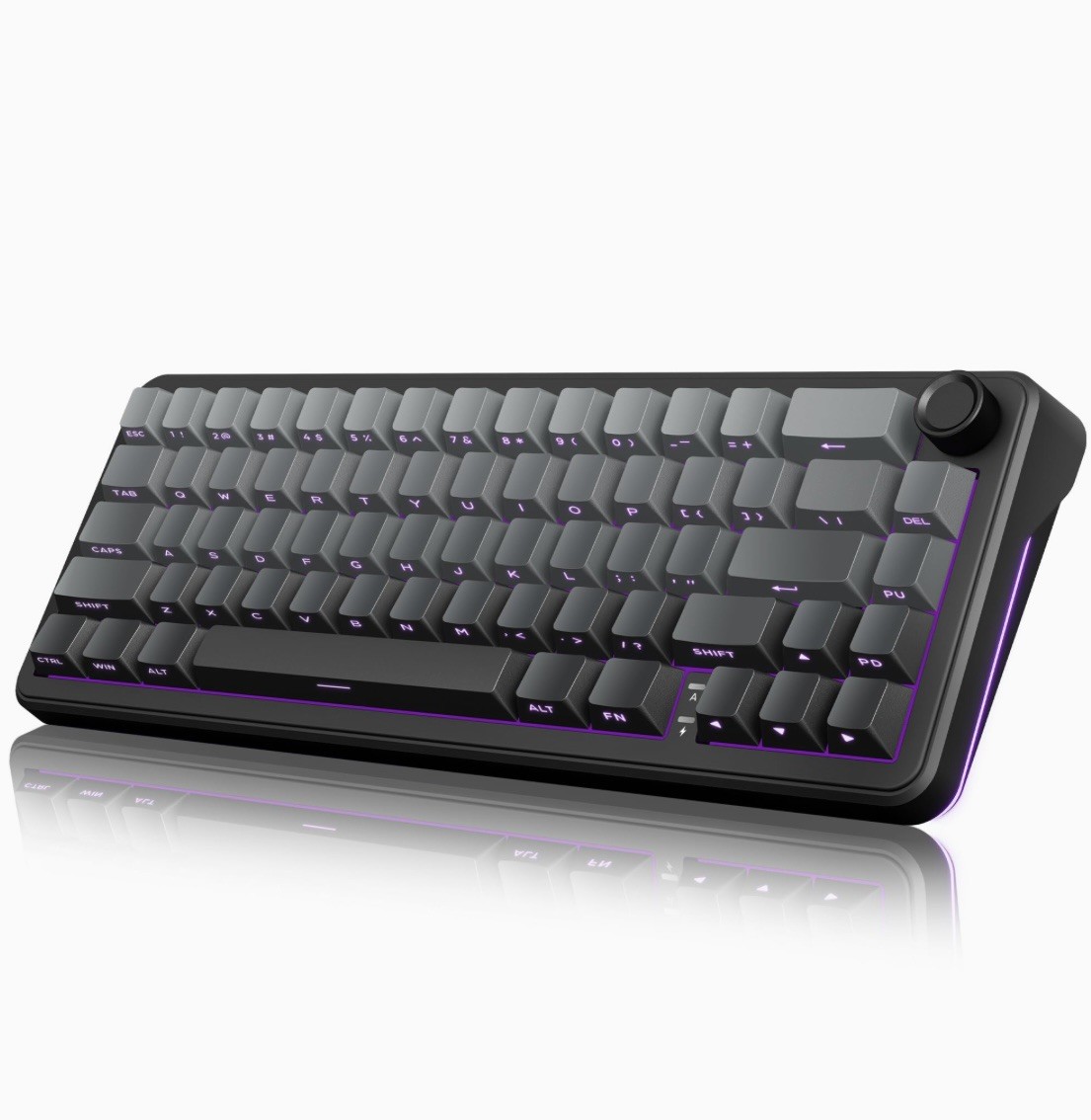 Compact Black/Gray Mechanical Keyboard w/ Rotary Knob, English QWERTy