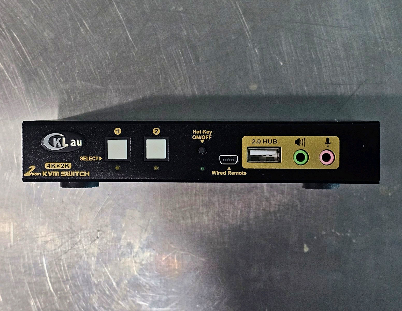 KLau 2-Port 4Kx2K HDMI USB 2.0 KVM Switch Box Powered 1:2 Black 5V
