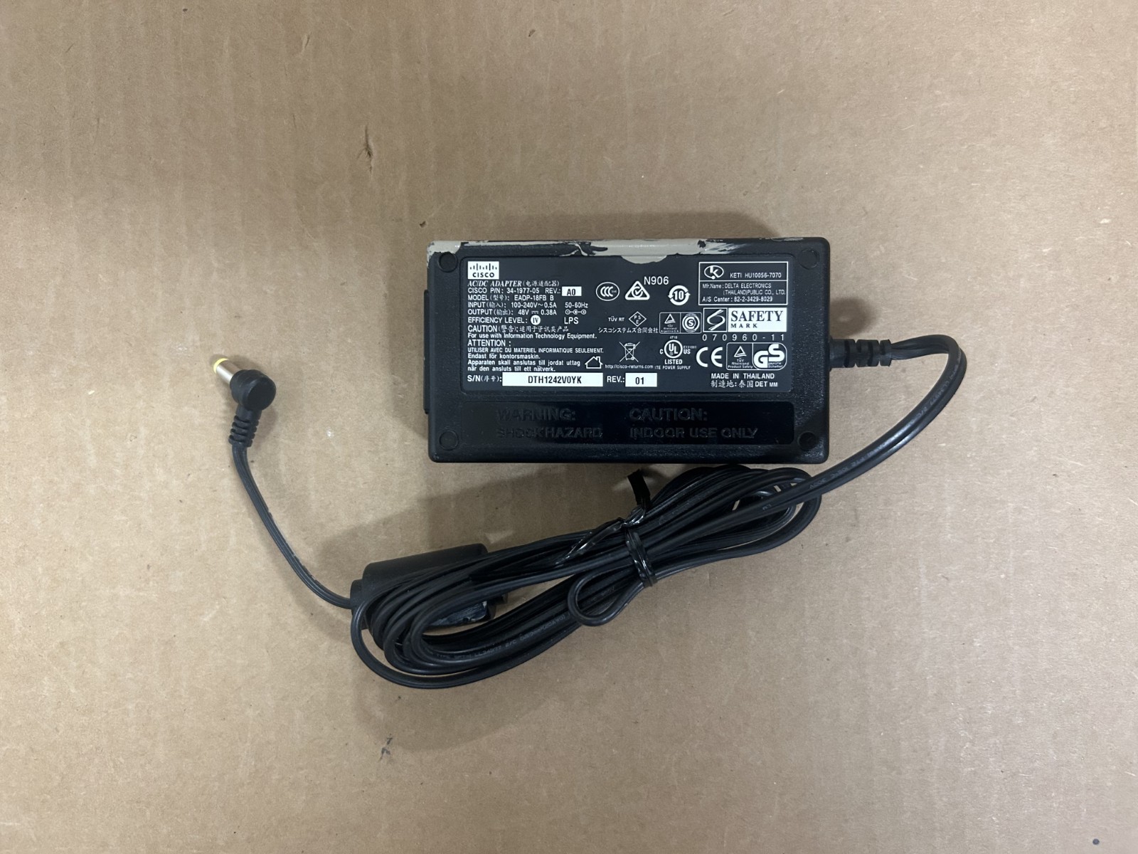 Cisco AC Adapter 18W 48V 0.38A  Model EADP-18FB B 34-1977-05
