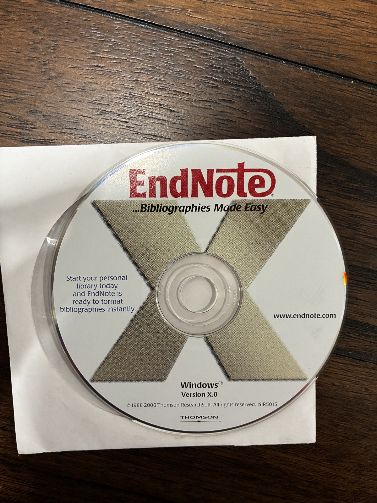 Vintage Software CD - EndNote WIndows Version X.0 CD