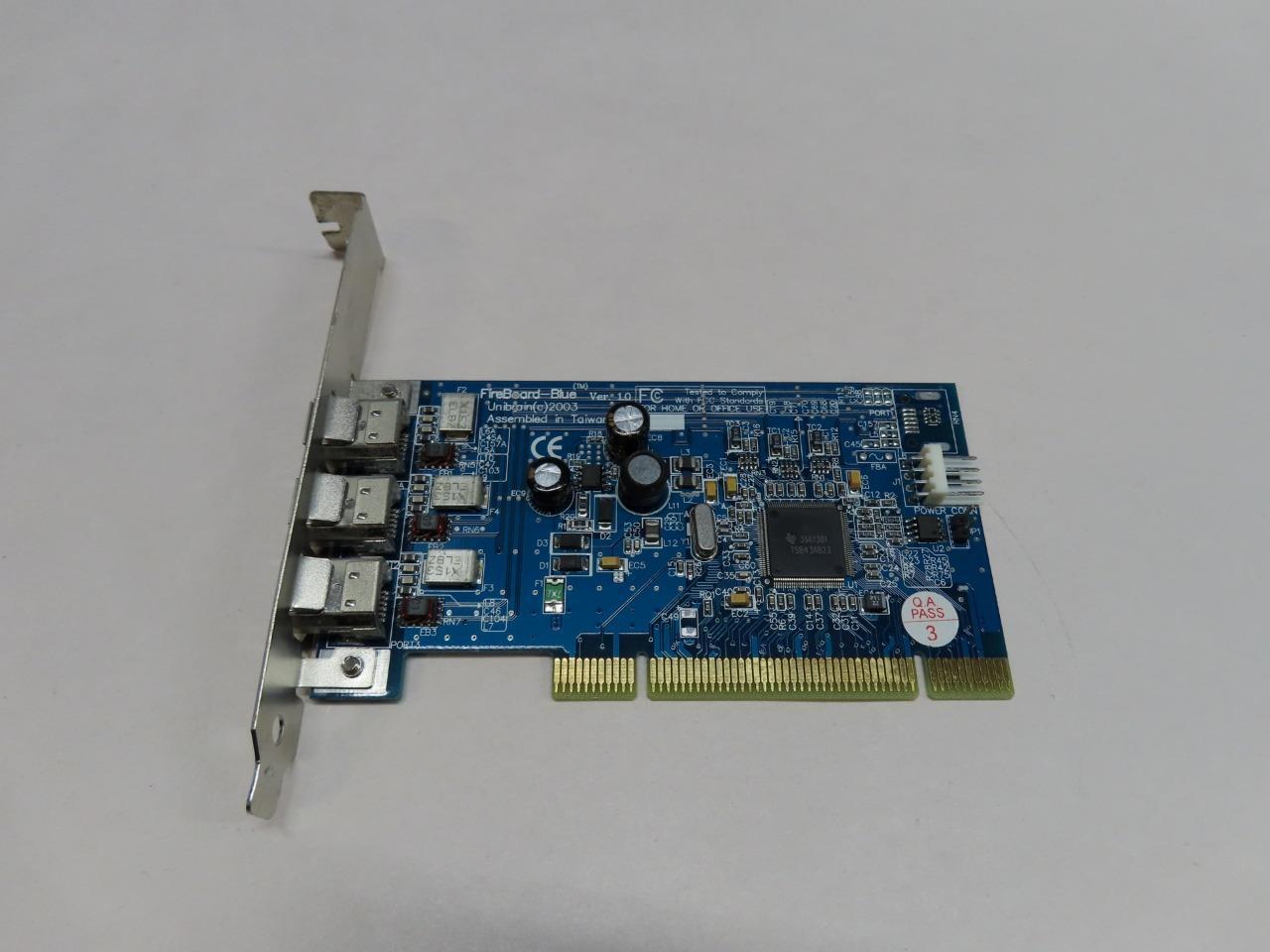 OEM UNIBRAIN FIREBOARD BLUE 3-PORT PCI FIREWIRE CARD IEEE-1394A FULL HEIGHT