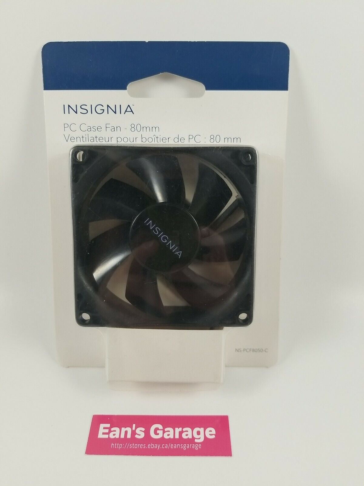 Insignia DC 2000 RPM PC case fan 80mm 3 to 4 pin connector 12 VDC, new