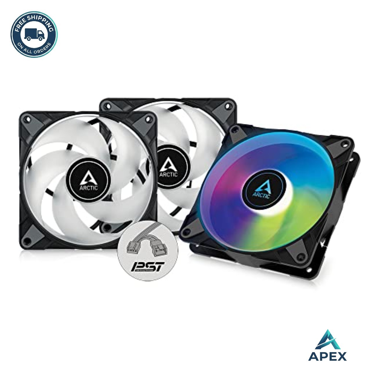 120mm Case Fan 3 Pack PWM ARGB LED 200-2000 RPM Static Pressure 4 Pin PC Cooling