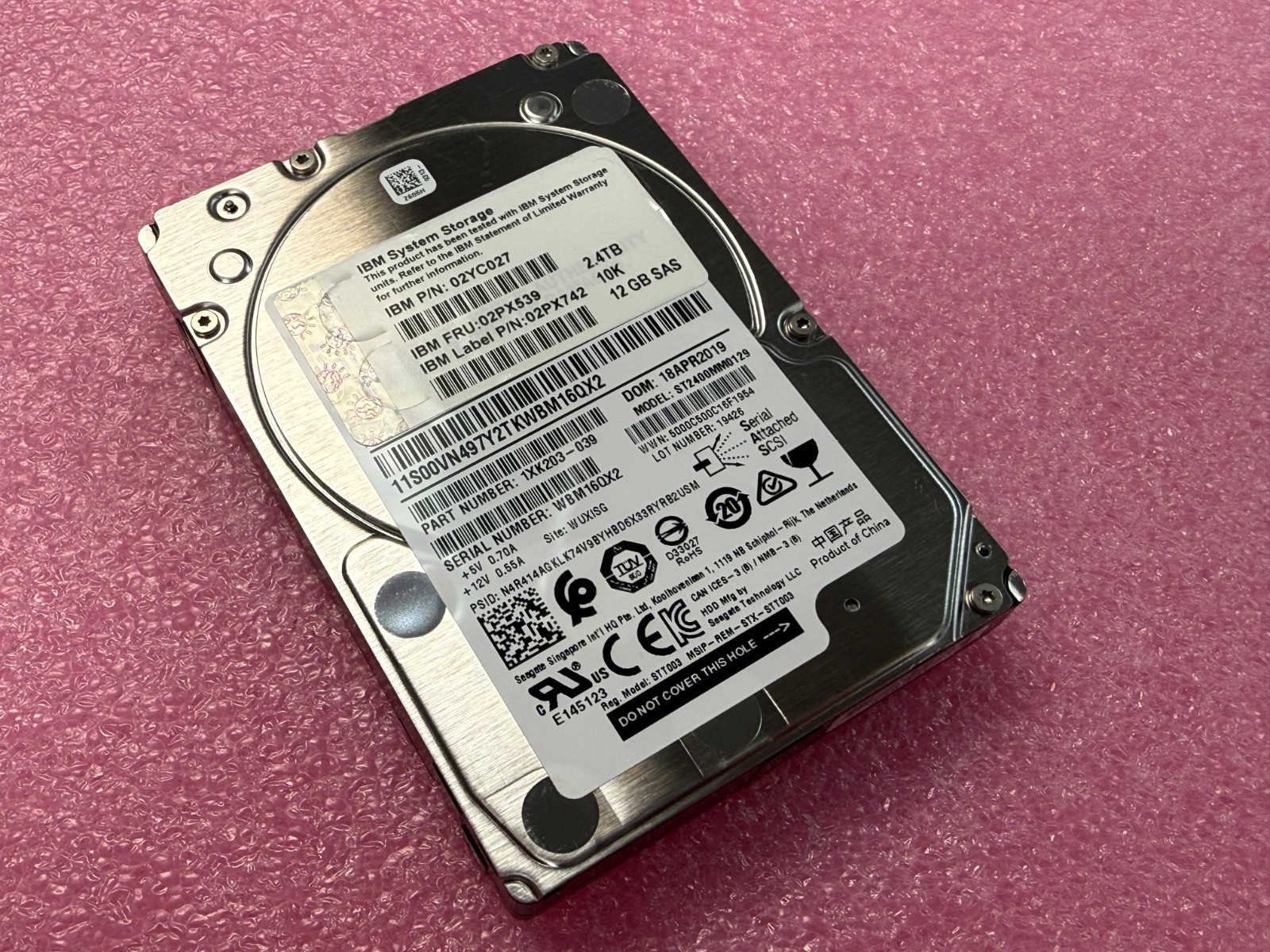 IBM 02YC027 Seagate ST2400MM0129 2.4TB 10K SAS 12Gb/s 2.5" Server Hard Drive