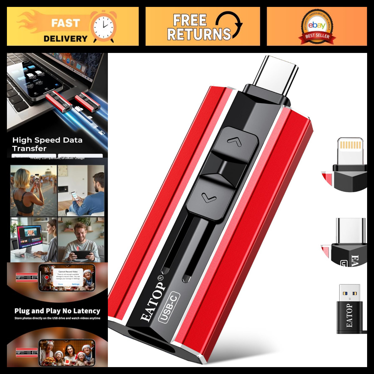 512GB Dual Interface Flash Drive - Portable USB Storage for iPhone, iPad, Androi