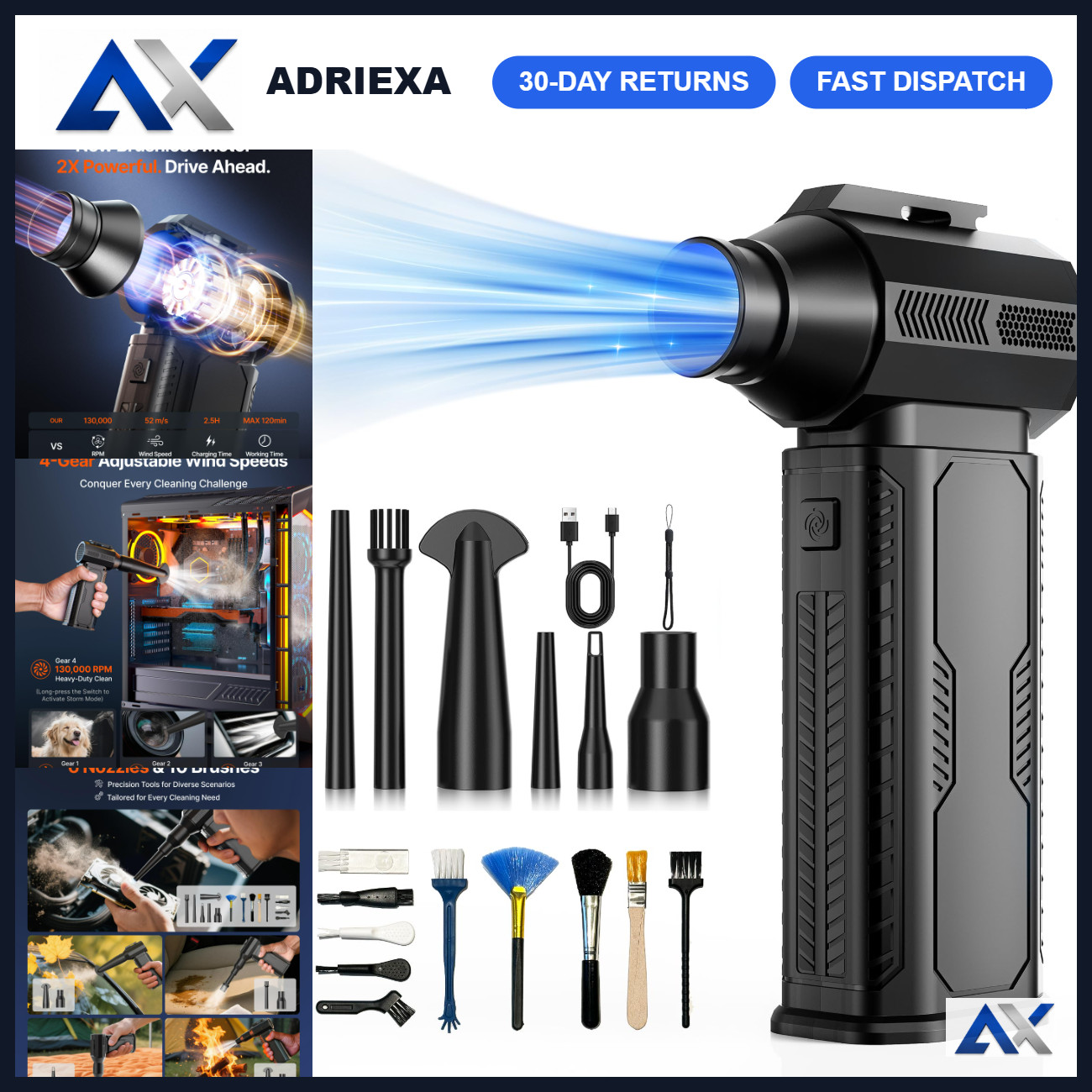 Ultra-Powerful Compressed Air Duster 130,000RPM Electric Cleaner for Electronics