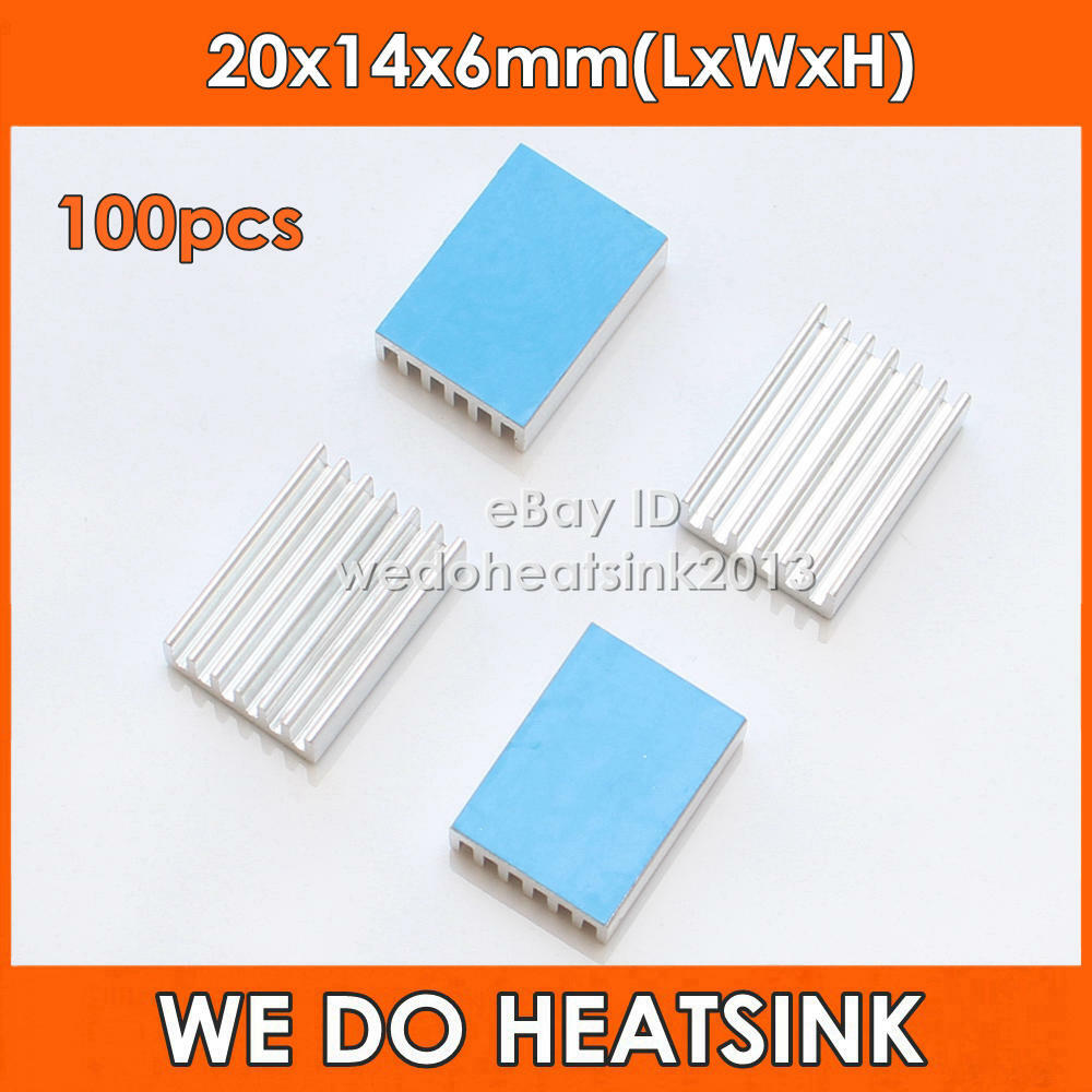 100pcs WE DO Heasink 20x14x6mm IC CPU Heat Sink With Adhesive Double Sided Tapes