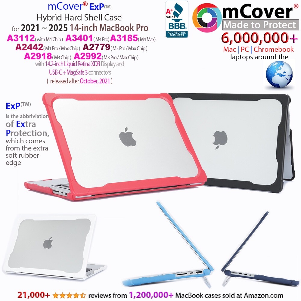 mCover Hybrid case for 14" Apple MacBook Pro A2442 A2779 A2992 A3185 M1 M2 M3 M4
