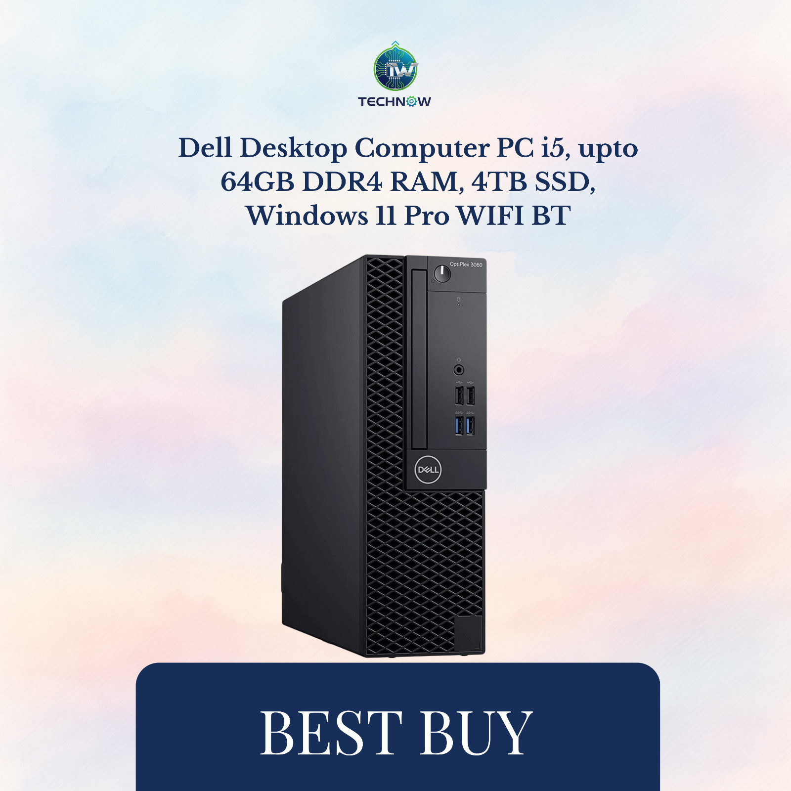 Dell Desktop Computer PC i5, upto 64GB DDR4 RAM, 4TB SSD, Windows 11 Pro WIFI BT
