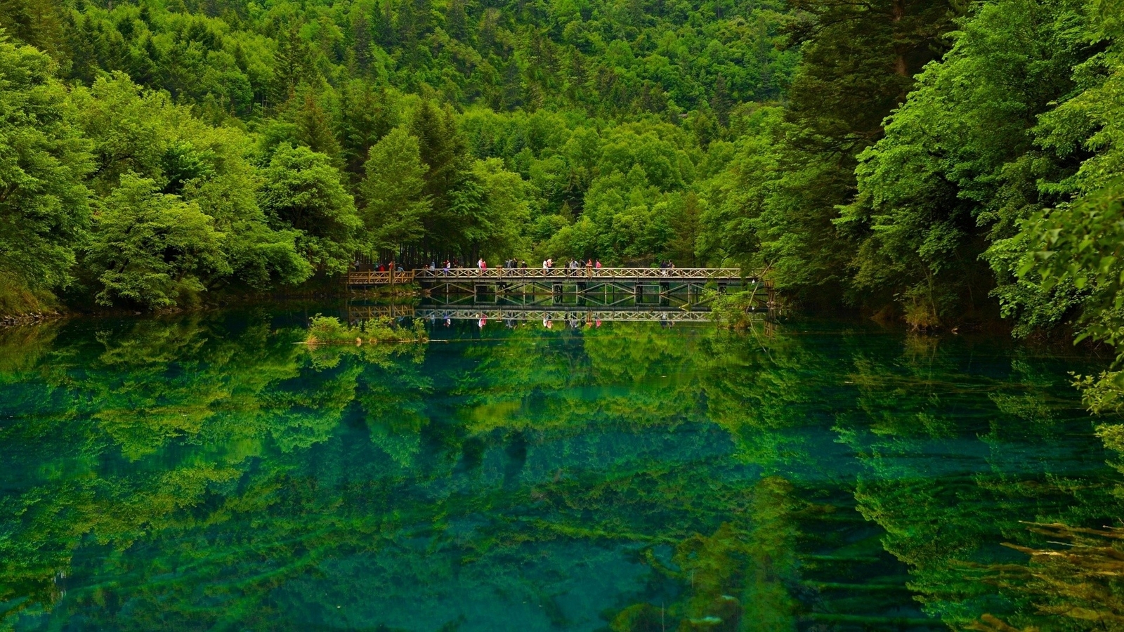 Landscape nature trees forest china lake water bridge Custom Gaming Mat Desk