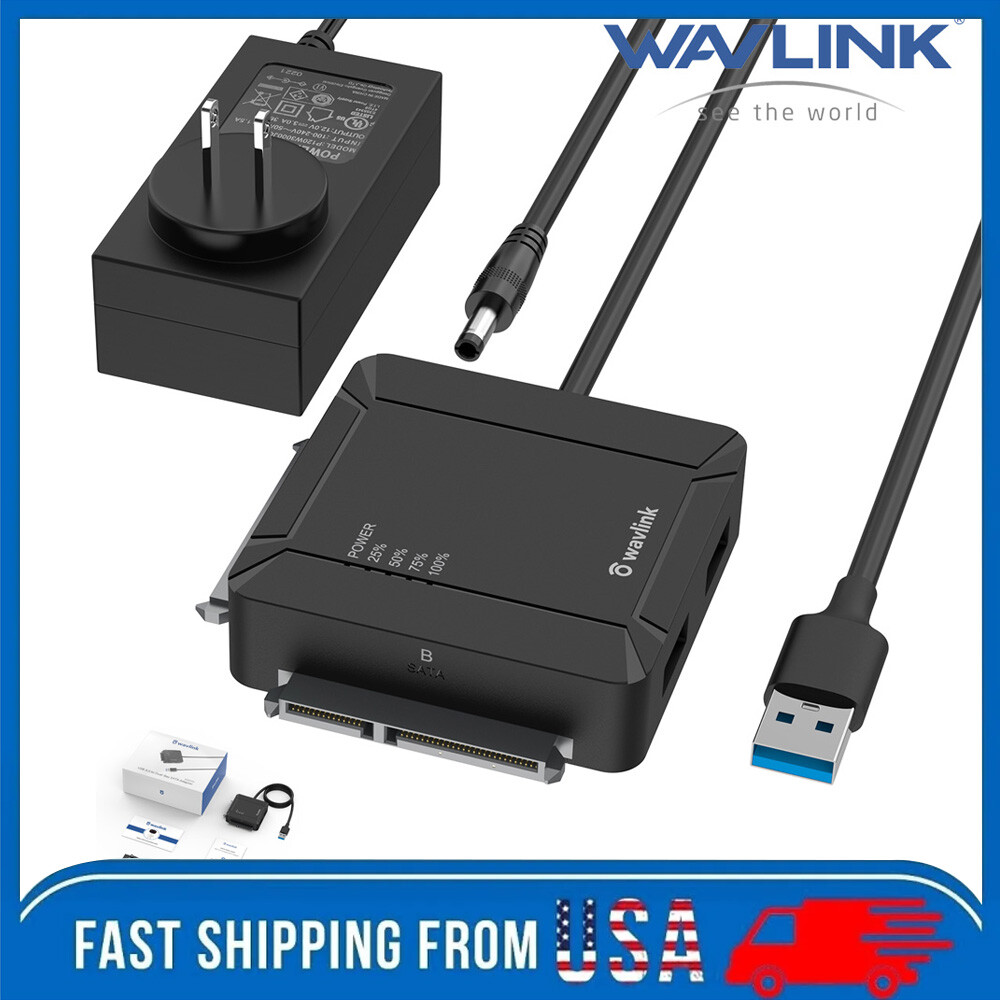 WAVLINK USB3.0 to Dual Bay SATA Adapter External 2.5"3.5'' SATA Hard Drive Cable