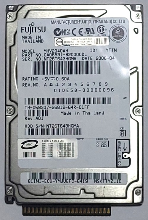 Fujitsu MHV2040AH 2.5" IDE Hard Drive 40GB