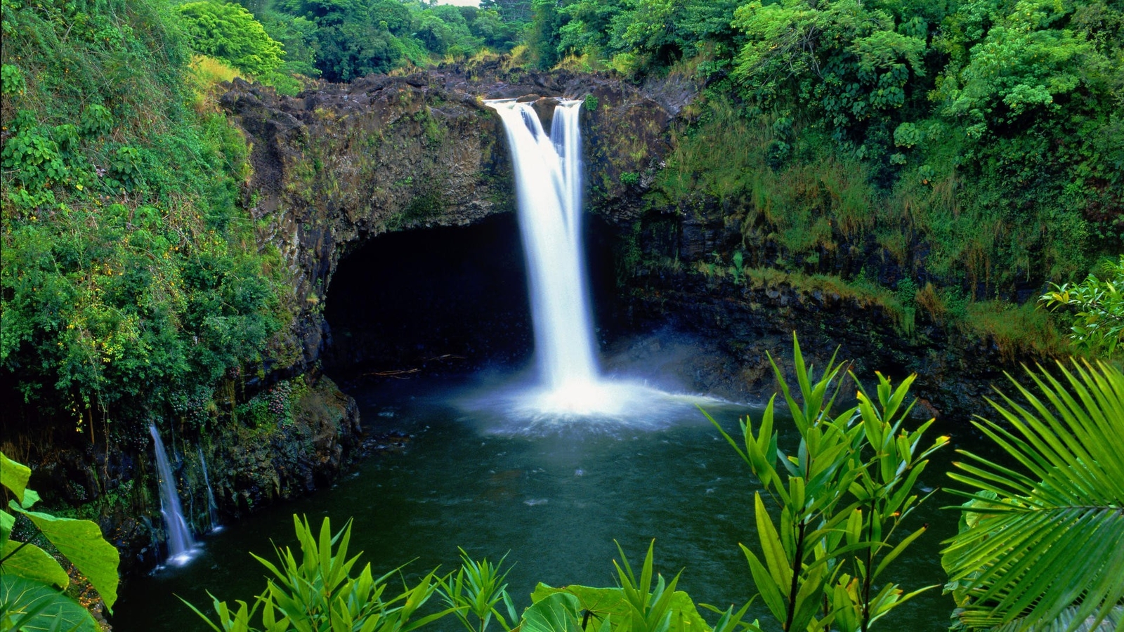 Landscape nature waterfall plants jungle water hawaii Custom Gaming Mat Desk