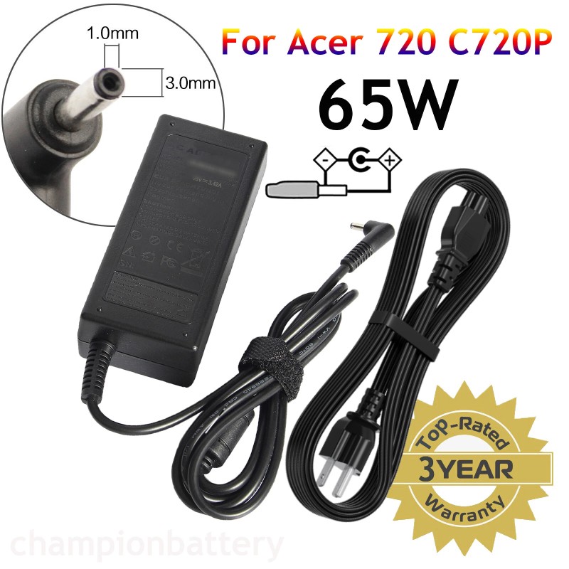 65W 19V 3.42A AC Power Adapter Charger For Acer C720 C720P PA-1650-80 3.0*1.1mm