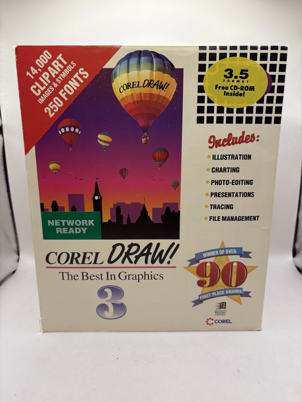 Vintage Corel Draw 3.0 Graphics Cd-rom 3.5” Floppy Discs VHS SW30-EN3 Read