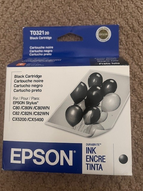 EPSON T032120 Black Ink Cartridge for Stylus C80 C82 CX5200 OEM Genuine T0321