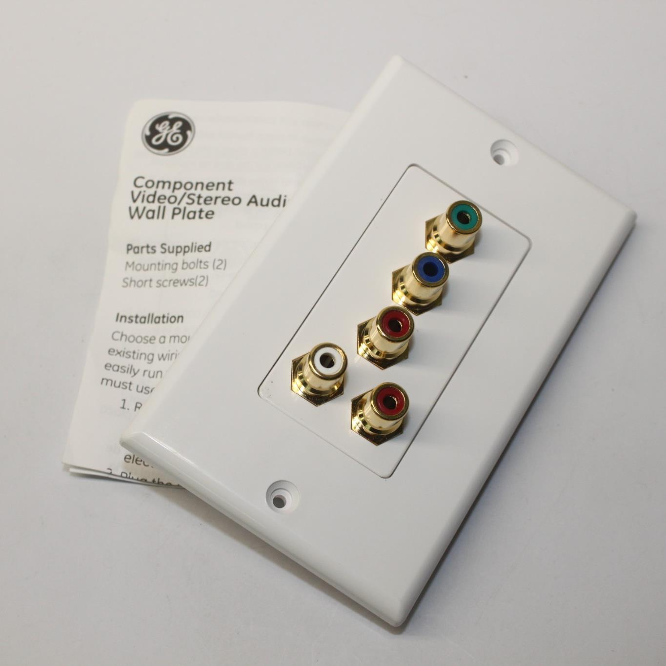 GE 87636 Wall Plate Component Video Stereo Audio Ultra Pro High Definition White