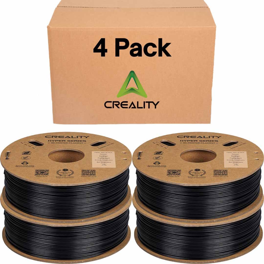 Creality Hyper ABS 1.75mm 3D Printer Filament 4 Pack Black 1kg/Spool High Speed
