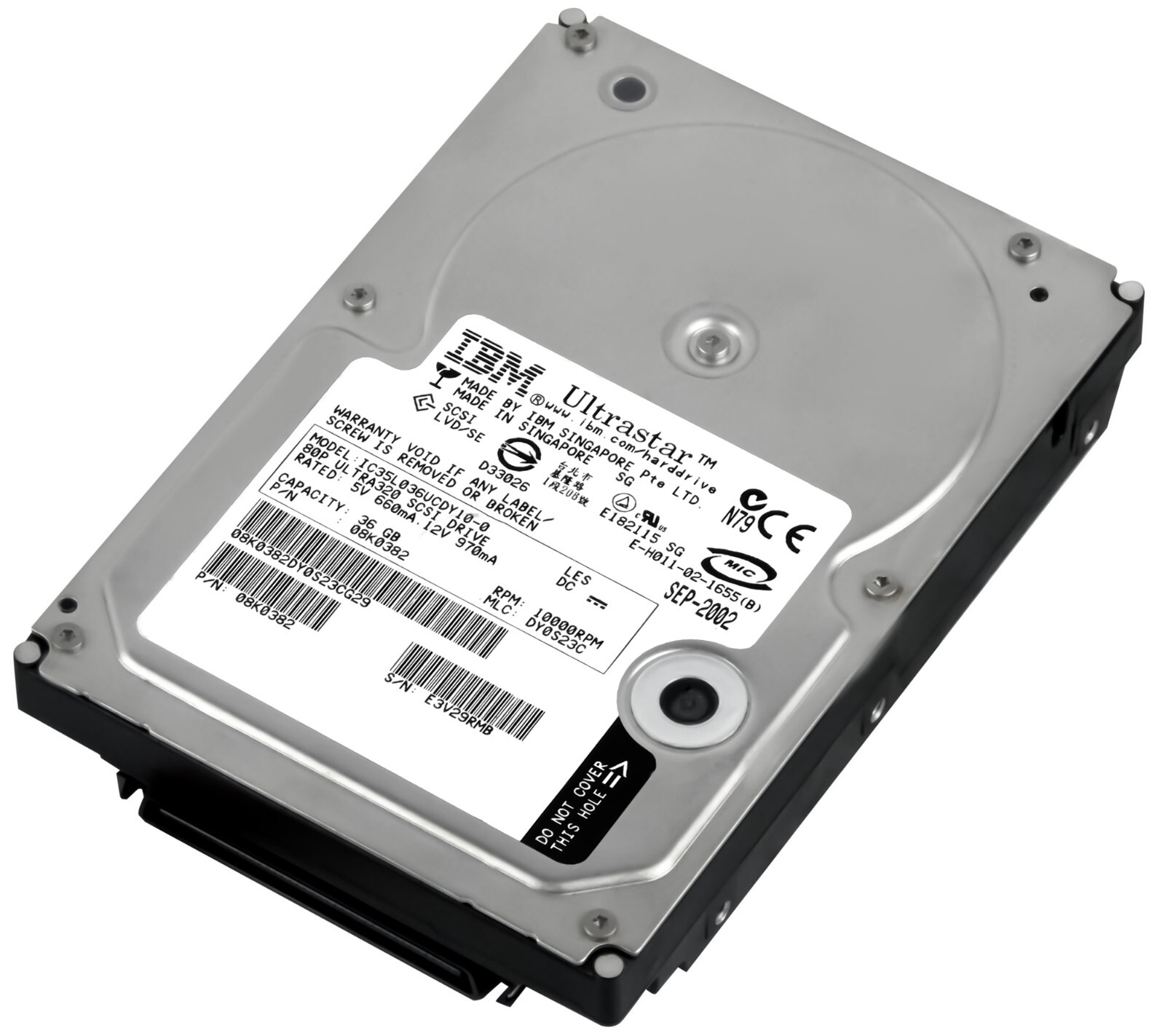 HARD DRIVE IBM 08K0382 IC35L036UCDY10-0 36GB 10K SCSI U320 3.5''