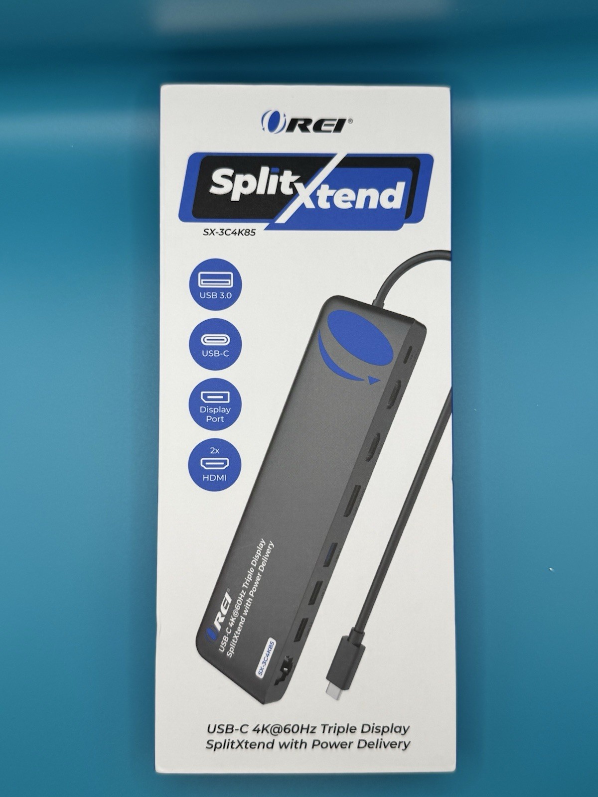 OREI SplitXtend Docking Hub with USB-C input, USB-A, Ethernet, DP - (SX-3C4K85)
