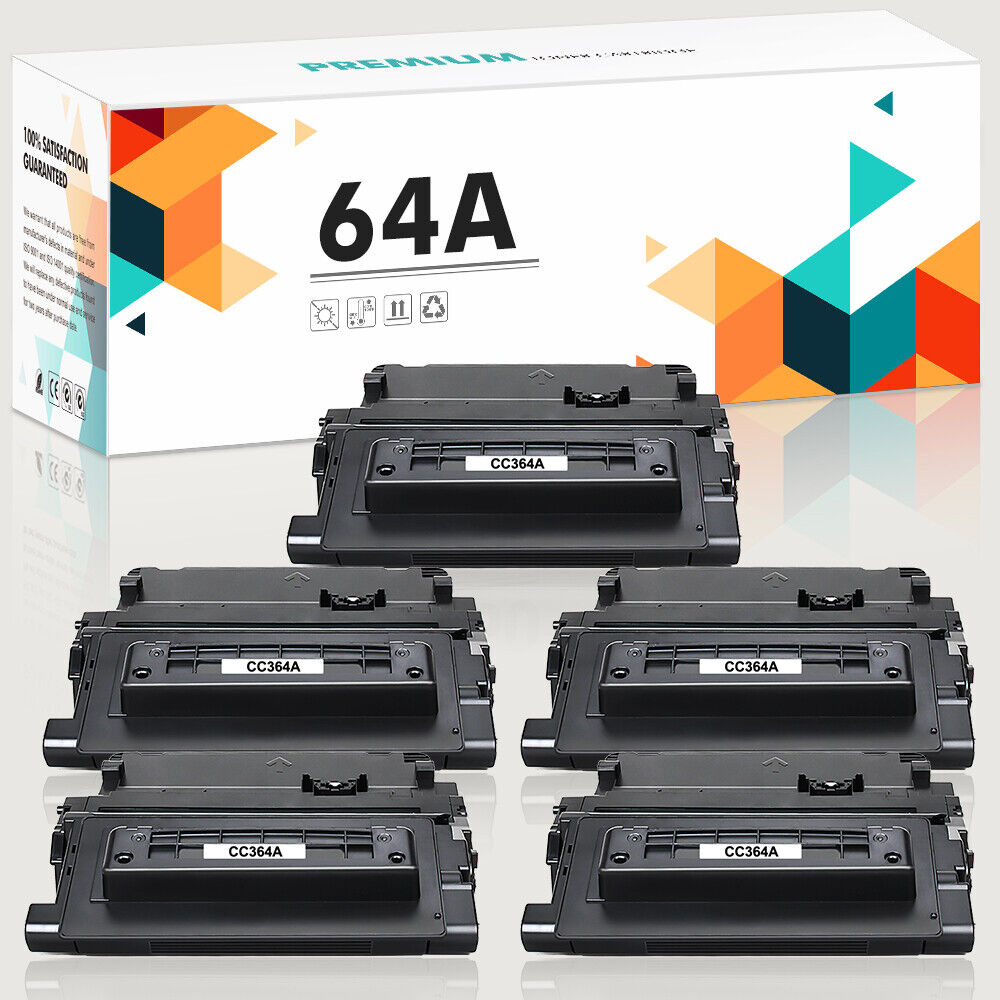 5 Pack CC364A 64A Toner Compatible With HP LaserJet P4014dn P4015x P4515x P4015n