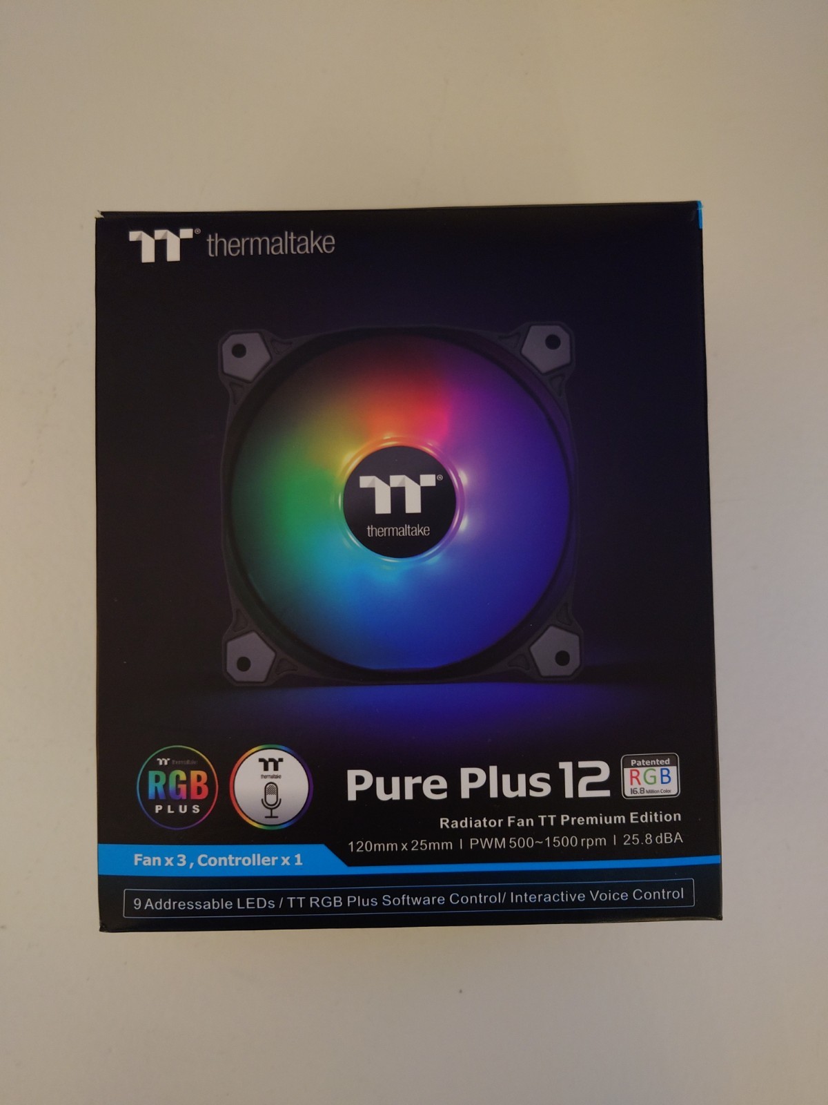 3 PACK Thermaltake Pure Plus 12 120mm RGB Fan TT Premium - CL-F063-PL12SW-A