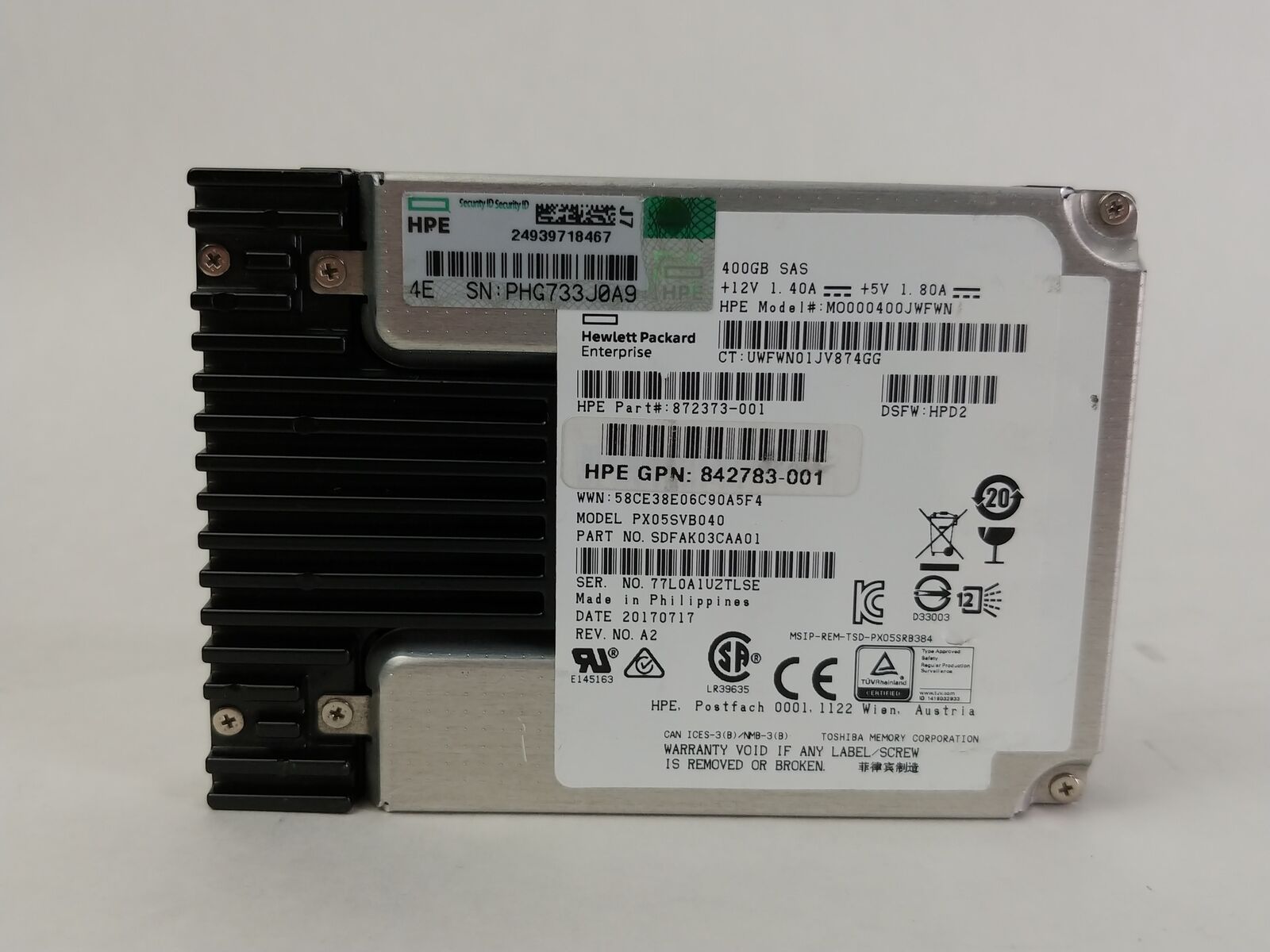 Toshiba HP PX05SVB040 400 GB SAS 3 12Gb/s 2.5 in Solid State Drive