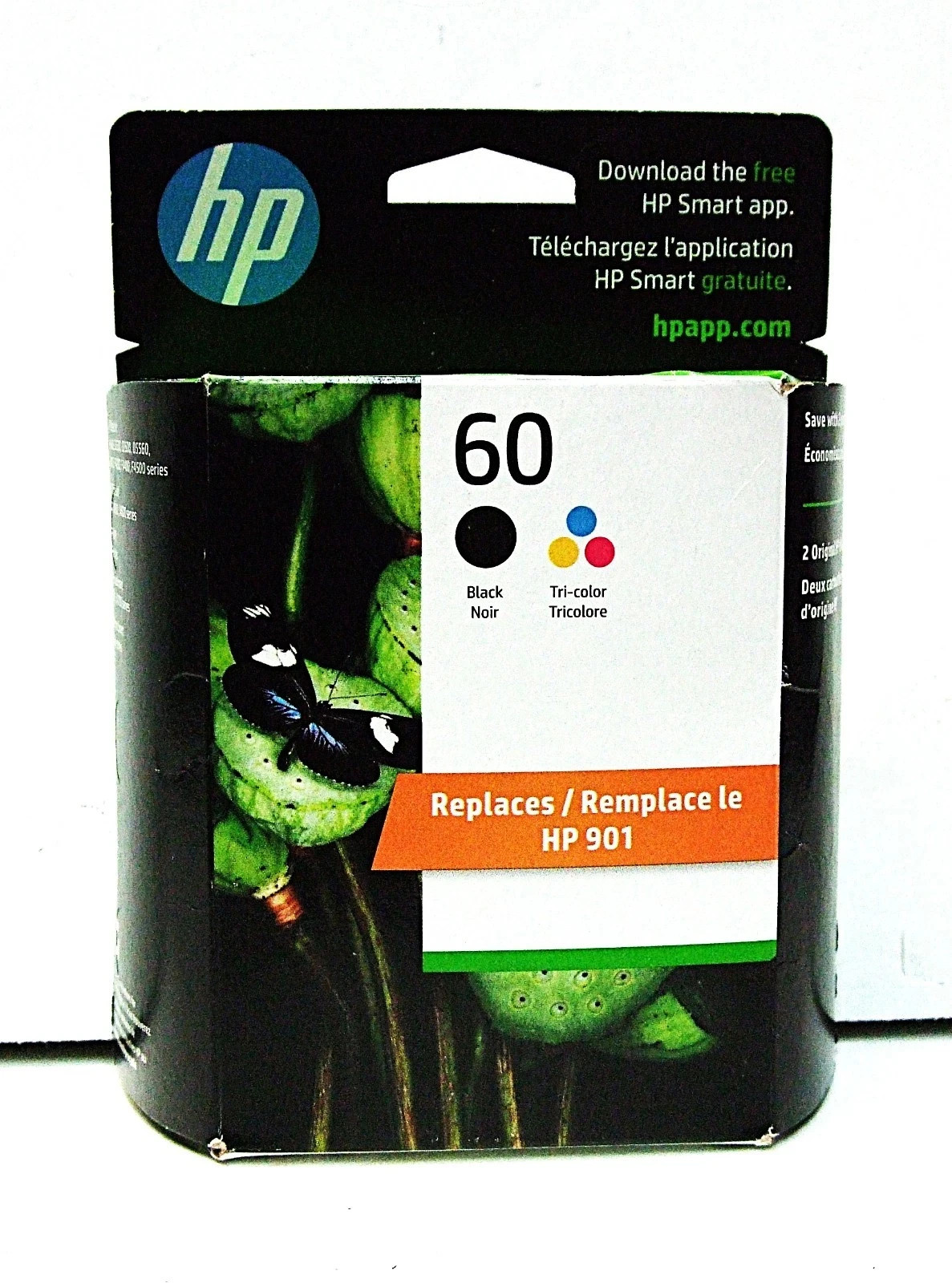 HP 60 Black & Tri-Color Ink Cartridges 2pack Warranty end 2025