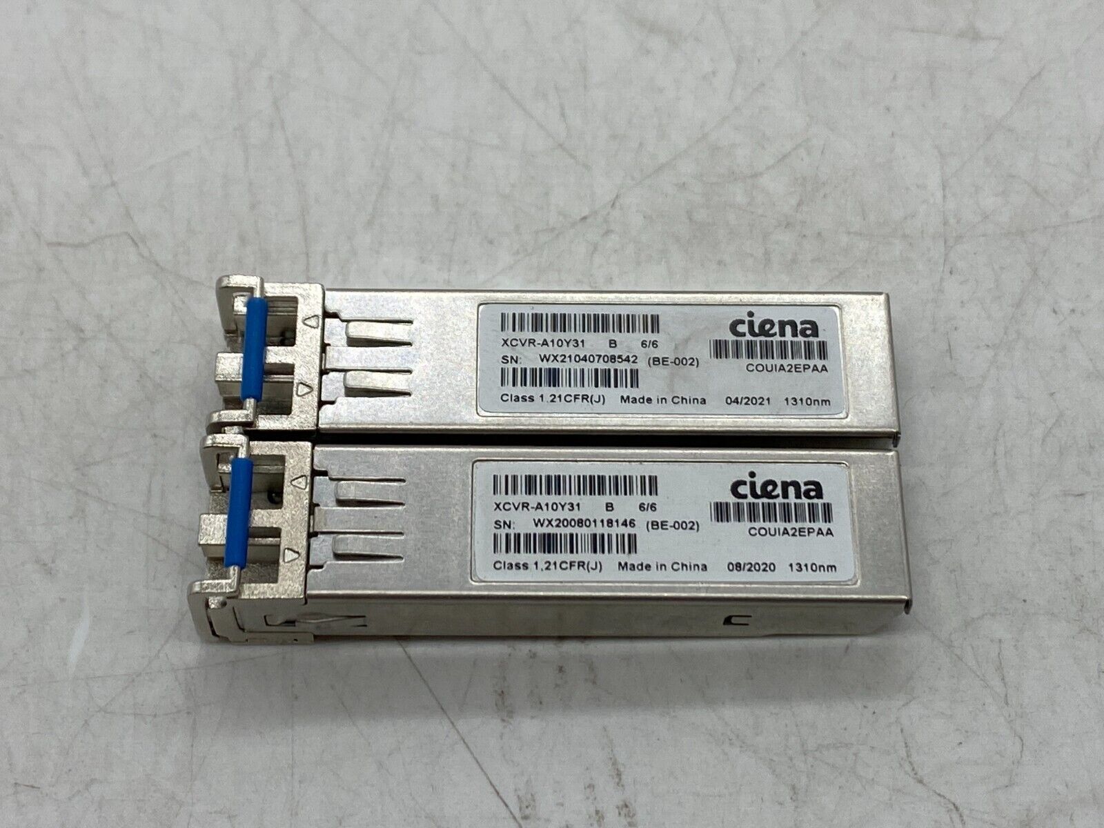 Lot of 2 Ciena XCVR-A10Y31 Gigabit 10/100/1000M SFP RJ45 Transceiver