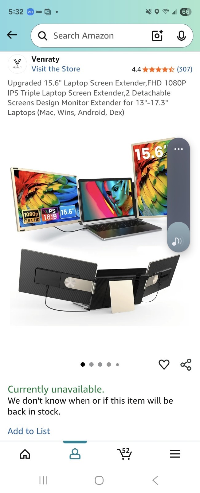 Upgrade 15.6" Laptop Extender, FHD 1080P IPS 3 Monitors USB-C/HDMI for 13"-17.3"