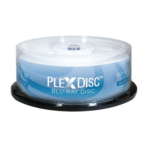 25 PlexDisc BluRay Dual Layer 6X Blank BD-R DL 50GB White Inkjet Hub Printable 