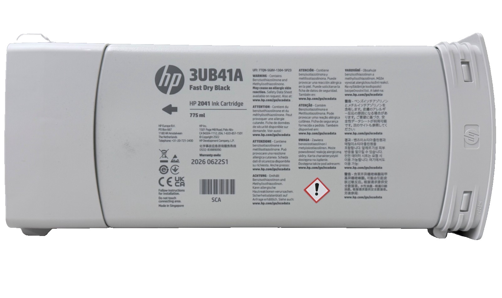 New Genuine HP 2041 Fast Dry Black Ink Cartridge 775ml 3UB41A