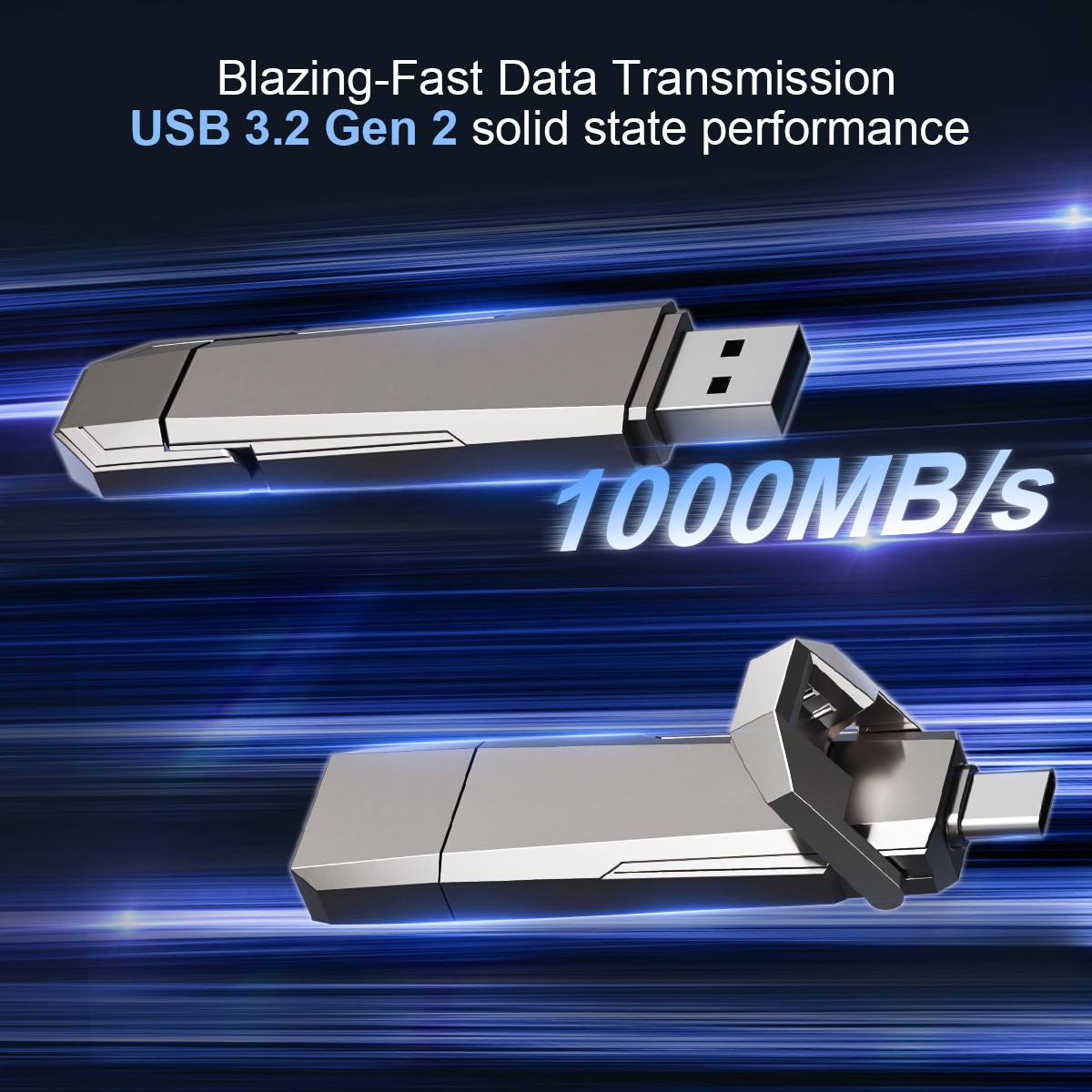 Kootion 1TB PSSD USB3.2 C Solid State Flash Drive Memory Up to 1000MB/s