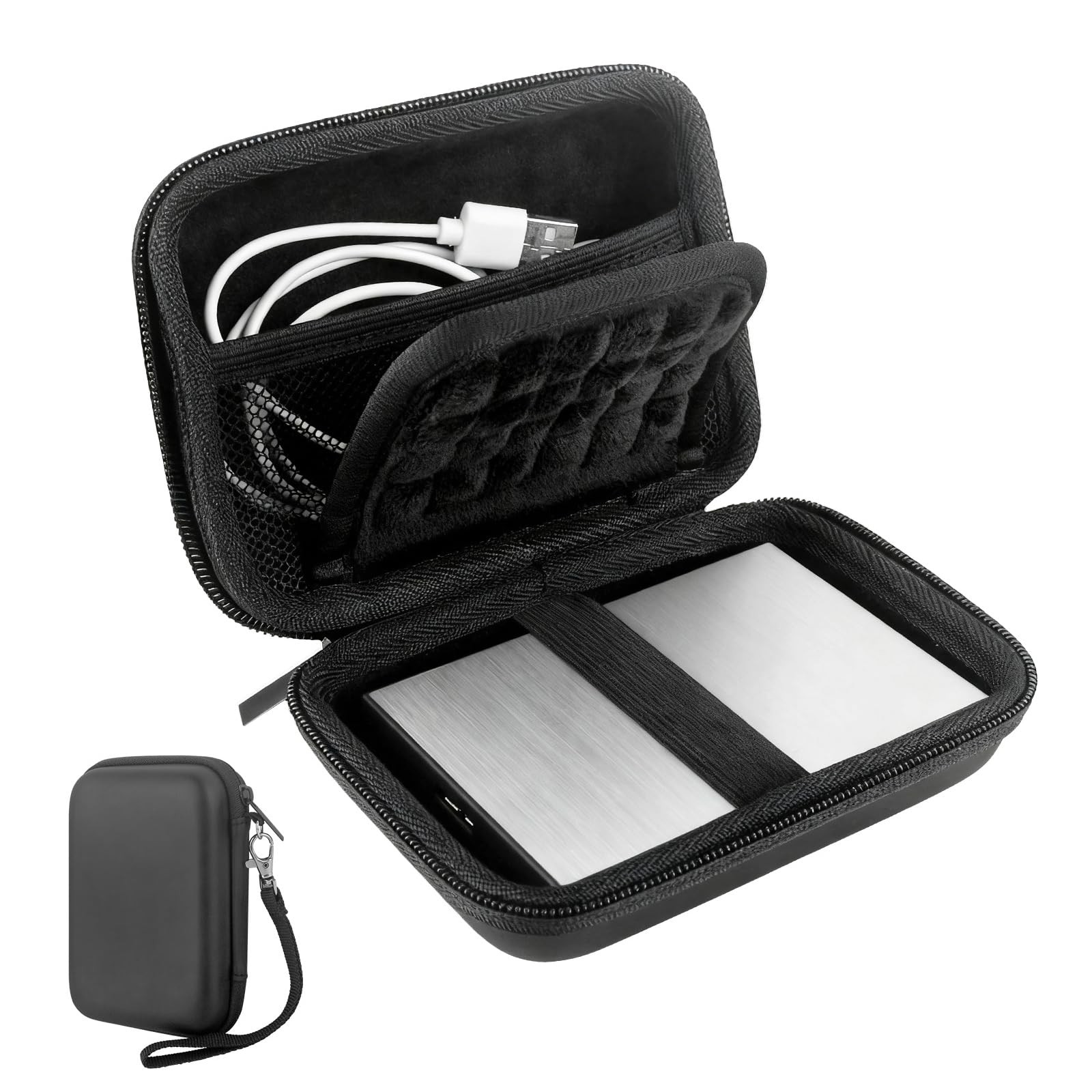 External Hard Drive Case, EVA Protective Shockproof Carrying Medium, Black 