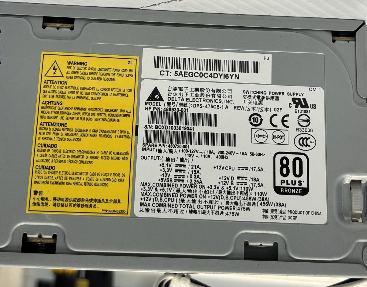 OEM HP Z400 Workstation 475W Power Supply DPS-475CB-1 A 468930-001 480720-001