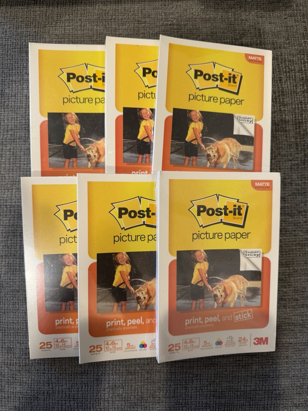 6 ~ 3M/Post-It Sticky 4'' x 6'' Matte Ink Jet Photo/Picture Paper 25 sheets Each