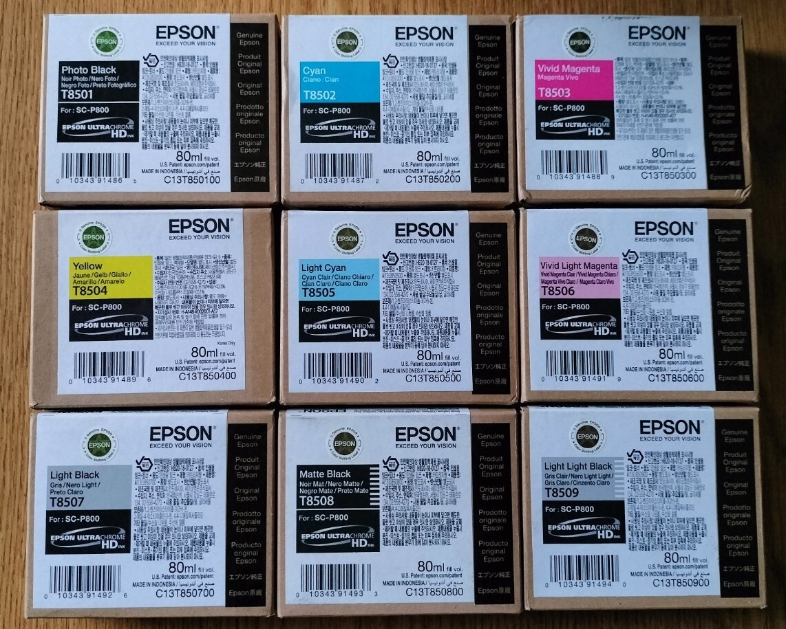 2024/2027 NEW 9 SET GENUINE EPSON SC-P800 HD INKS 80ml 8501/8503/8505/8507/8509