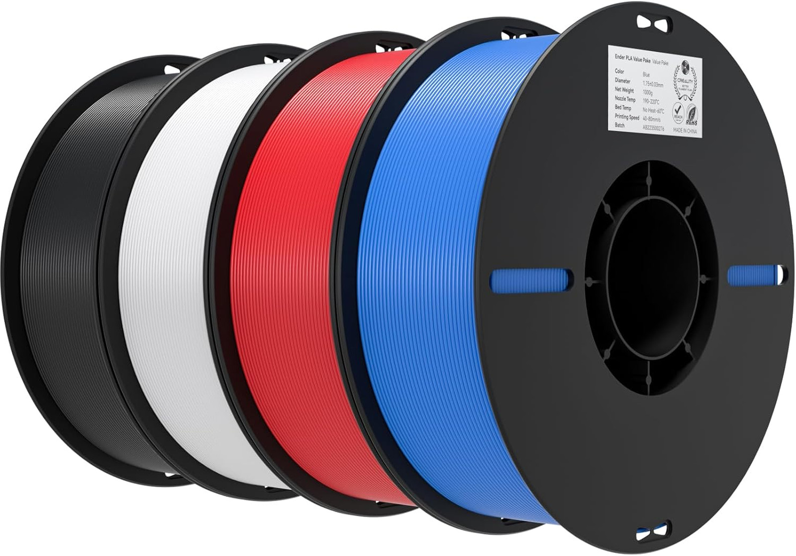 3D Printer Filament PLA 1.75mm 4kg Bulk Spool Pack for FDM Printing Black White