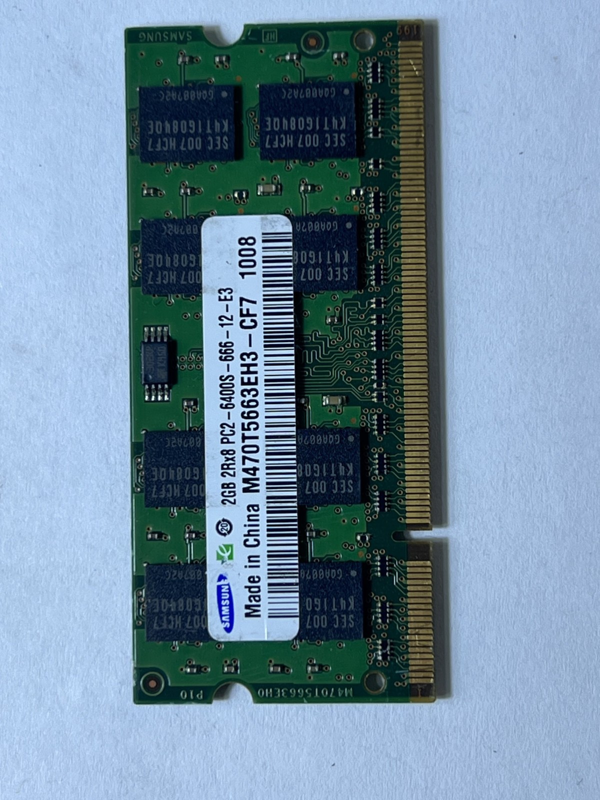 Samsung PC2-6400S 2 GB DDR2 RAM SO-DIMM 800 MHz  SDRAM Memory (M470T5663EH3-CF7)