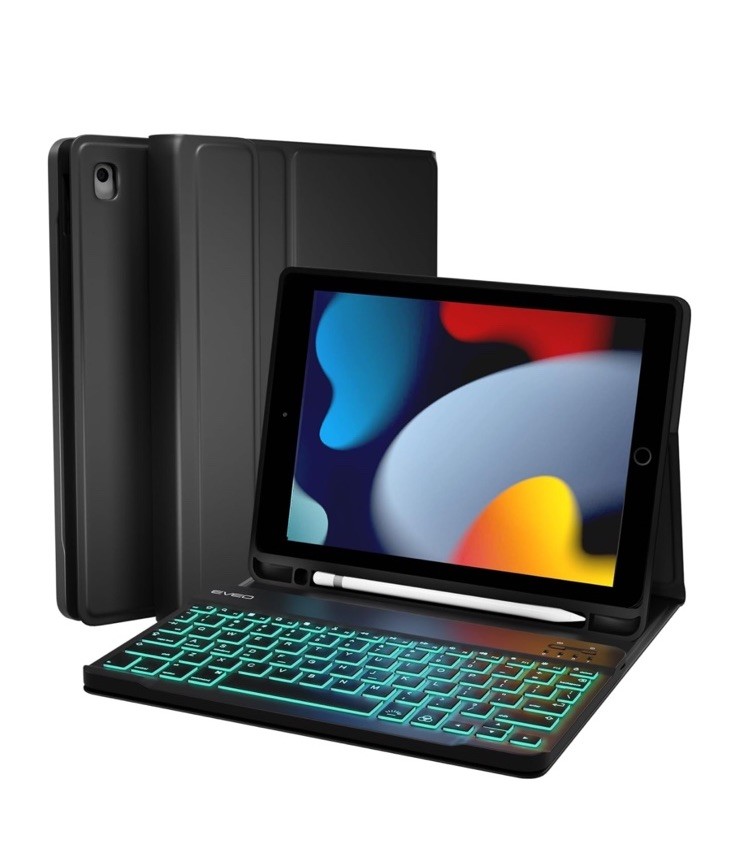 iPad 10.2 Keyboard Case for iPad 9th 8th 7th Gen with Pencil Holder Black