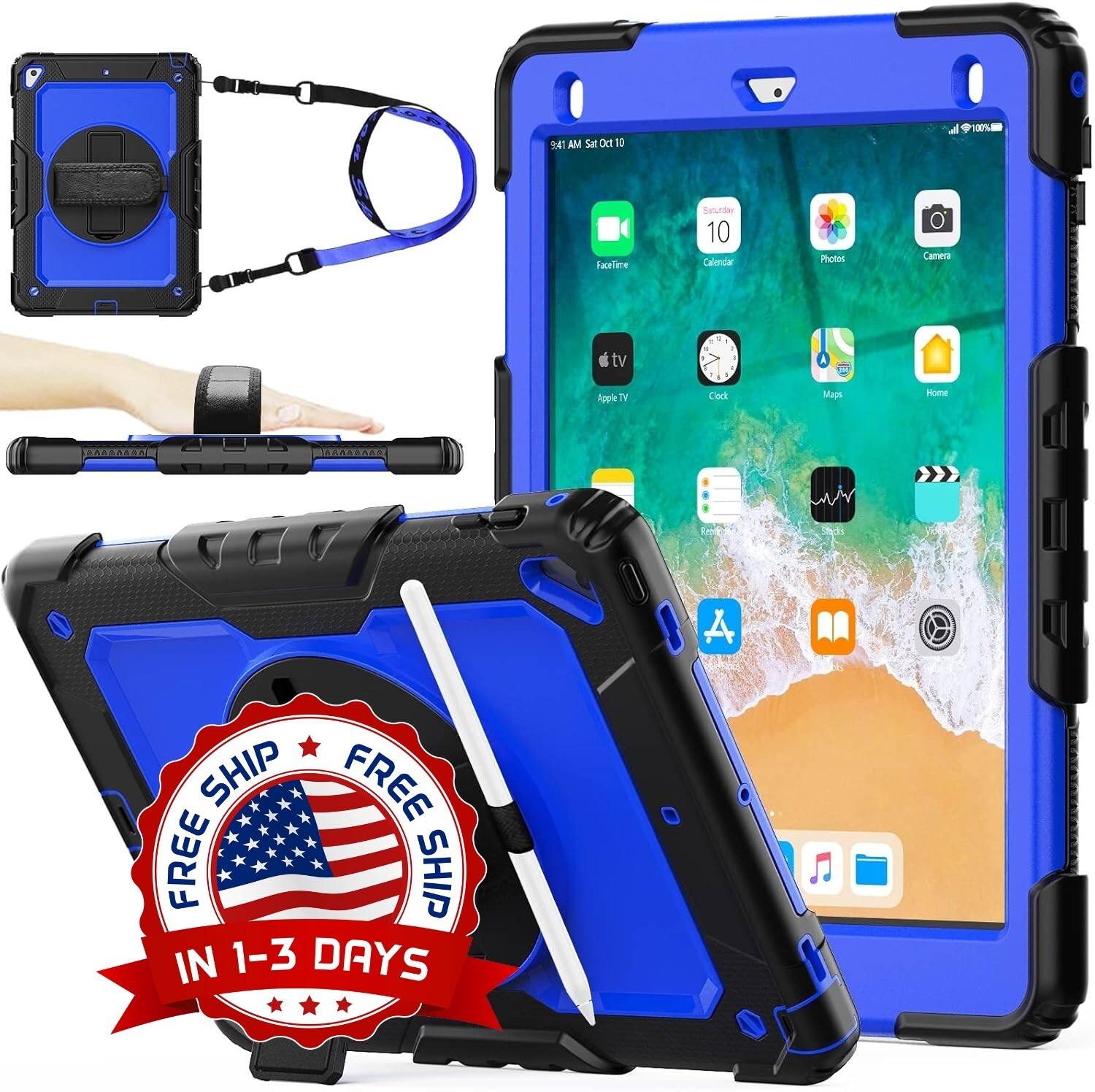 Funda Para Ninos Para Ipad 9.7 6th/5th Y  Pencil, Integrada Protector De NEW US.