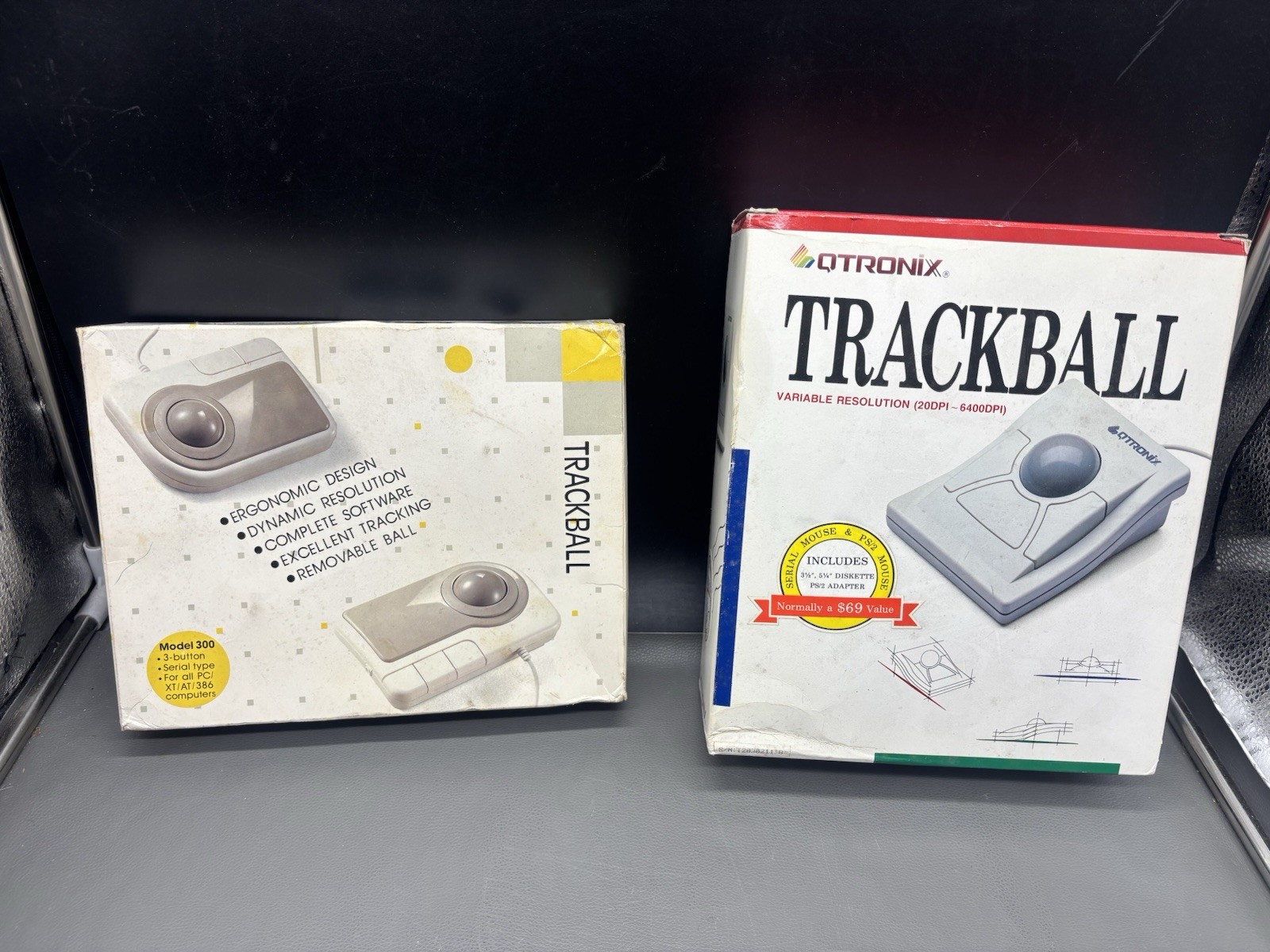 Vintage Trackball Mouse Lot (2)  Qtronix READ