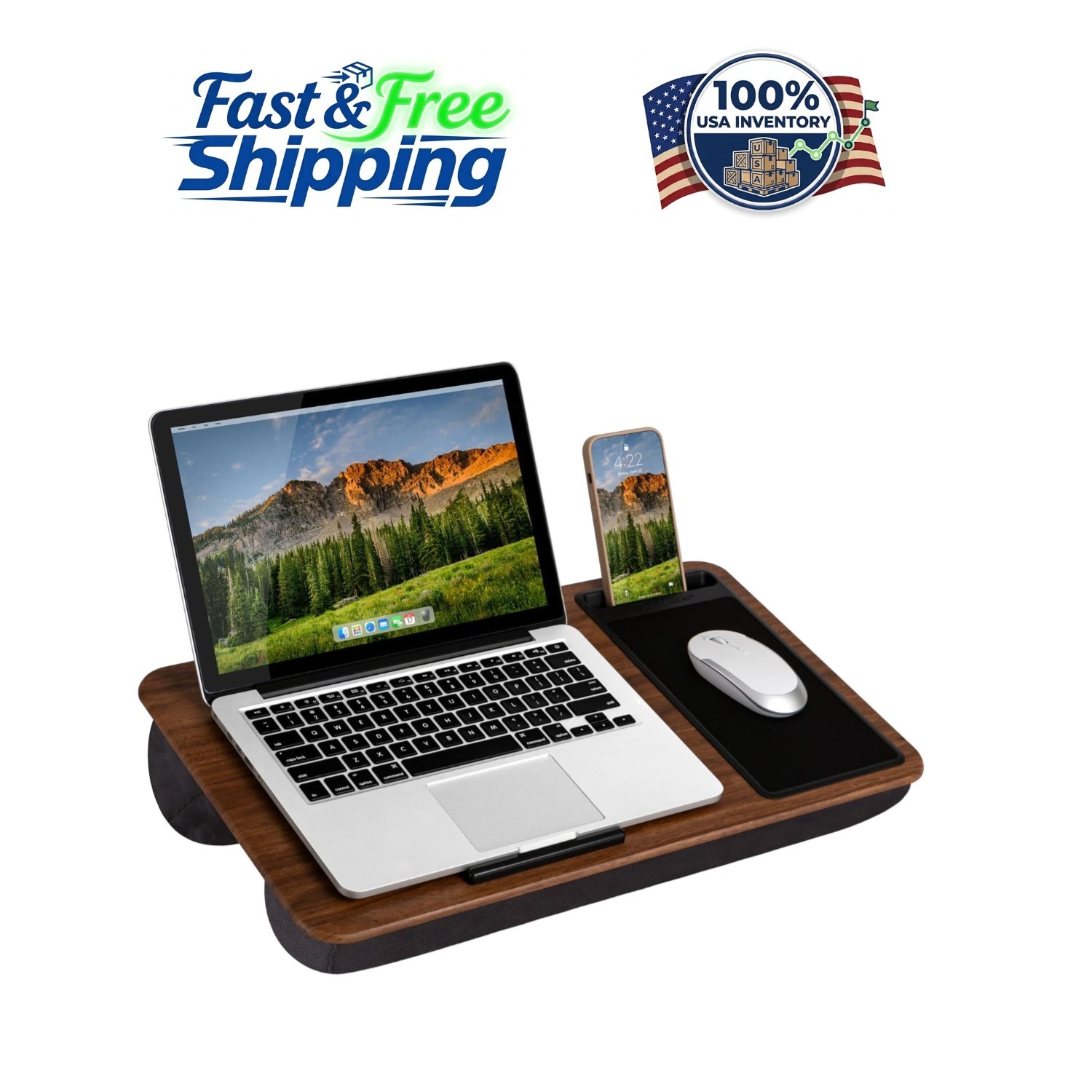 Multi-functional Home Office Lap Desk – Fits 15.6” Laptops & Extras, Portable
